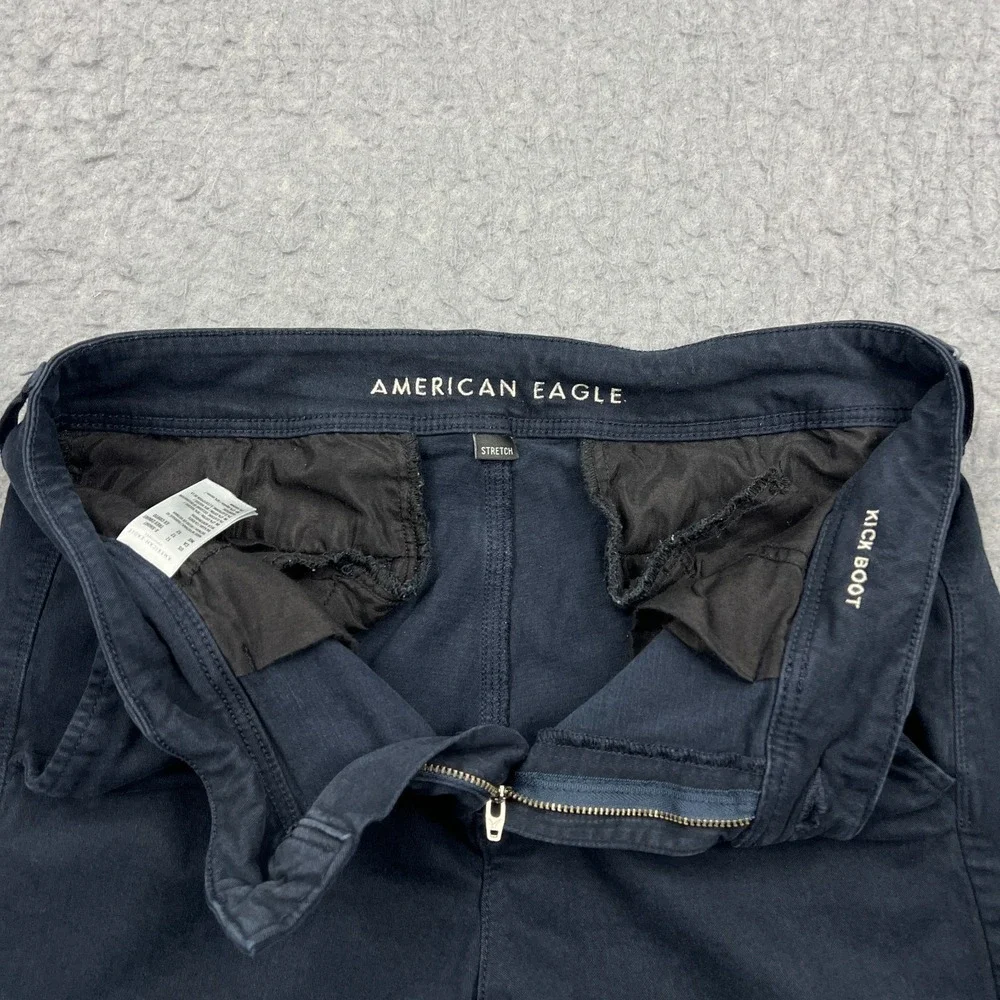 American Eagle Kick Boot Pants Women's 12 X-Short Dark Blue Cotton Twill Stretch